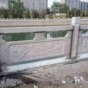 上海 芙蓉白大花桥梁、河道，石材栏杆、围栏、护栏