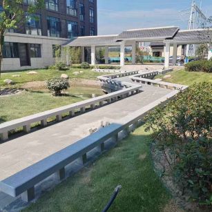 上海 芝麻灰小区坐凳&栏杆安装效果