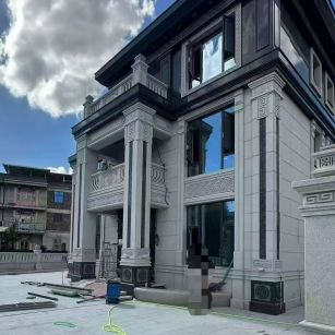 上海 别墅干挂，芝麻白与芝麻黑完美配合