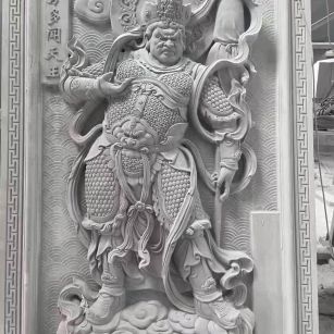 上海 芝麻灰花岗岩人物雕刻——多闻天王