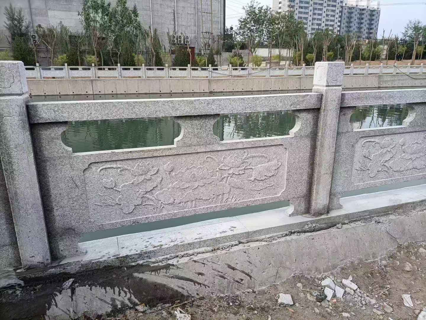 上海 芙蓉白大花桥梁、河道，石材栏杆、围栏、护栏